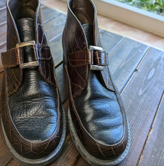 Vintage Brighton Kismet Brown Leather Ankle Boots Bootie Shoe Size 6 Buckle - Picture 2 of 10